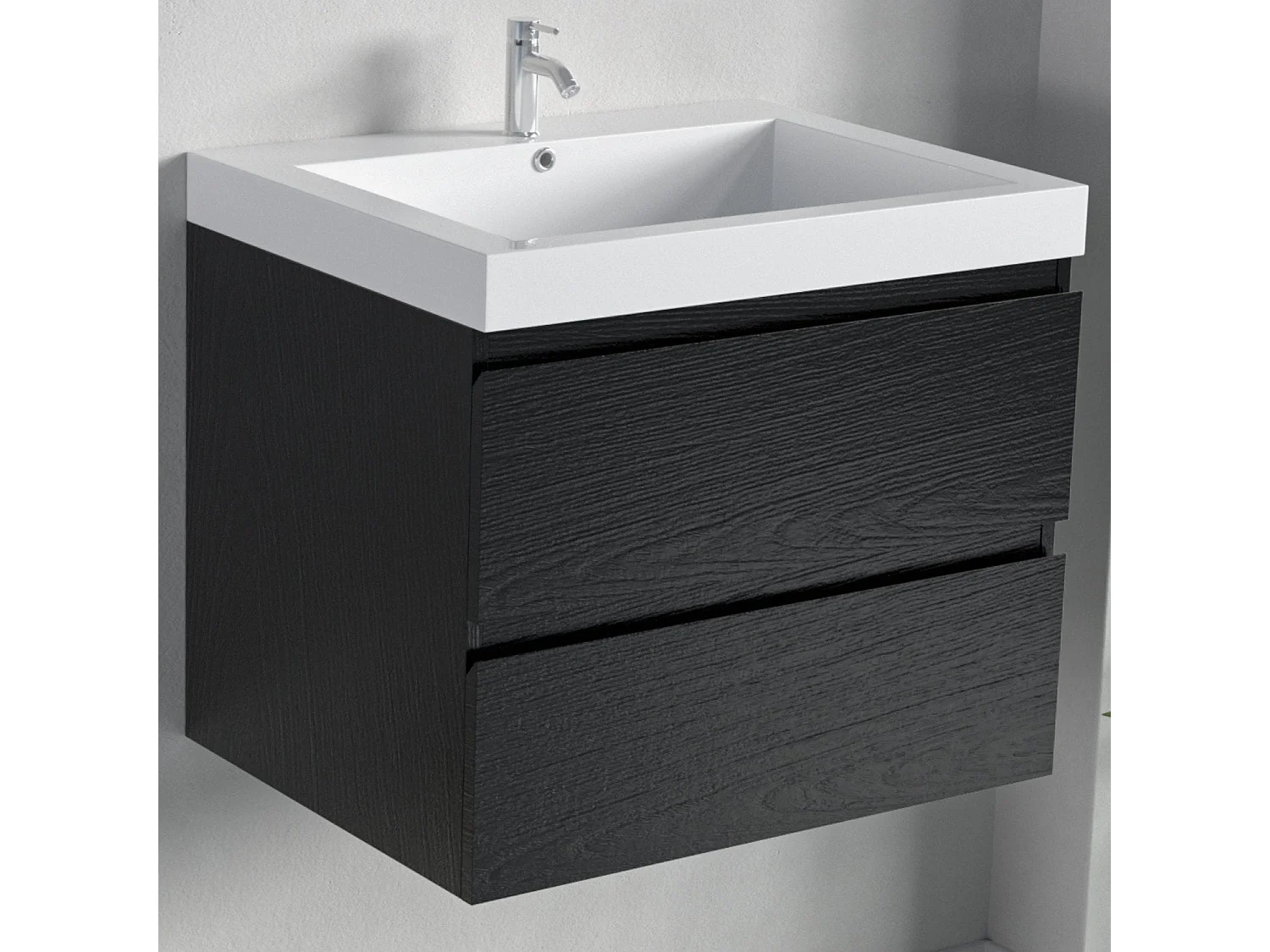 Ensemble meuble vasque 60 cm avec colonne - LOMAZOO Avalon - chêne noir