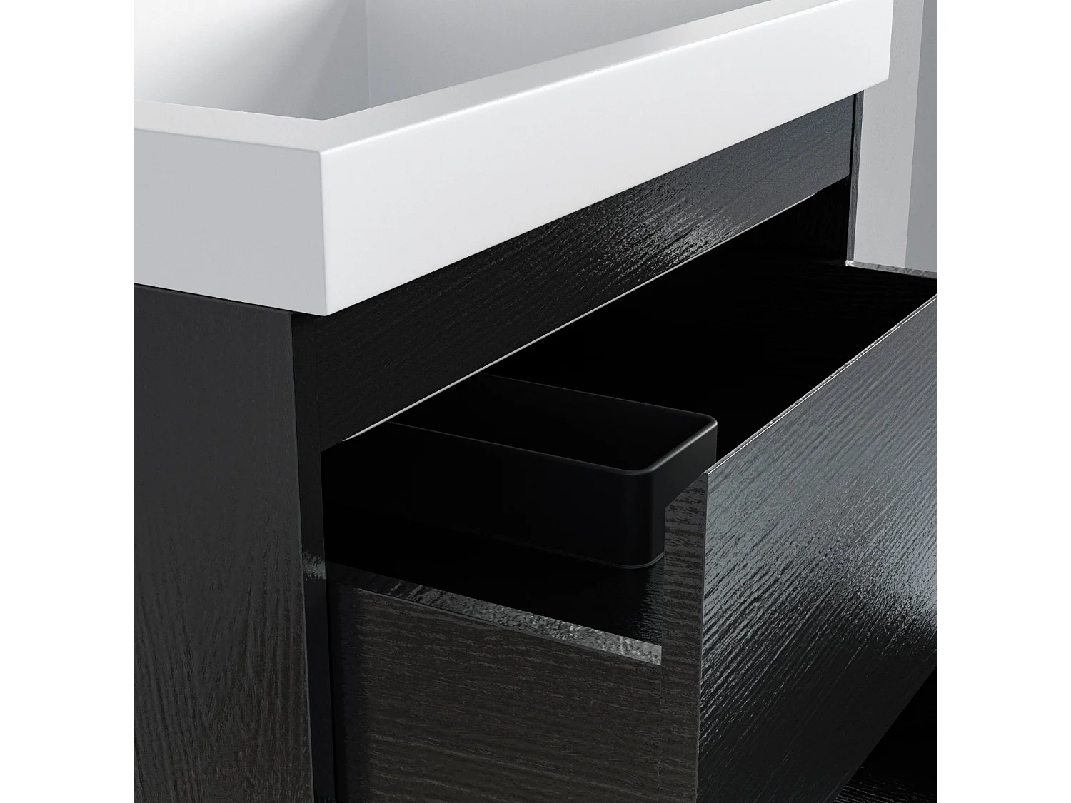 Ensemble meuble vasque 60 cm avec colonne - LOMAZOO Avalon - chêne noir