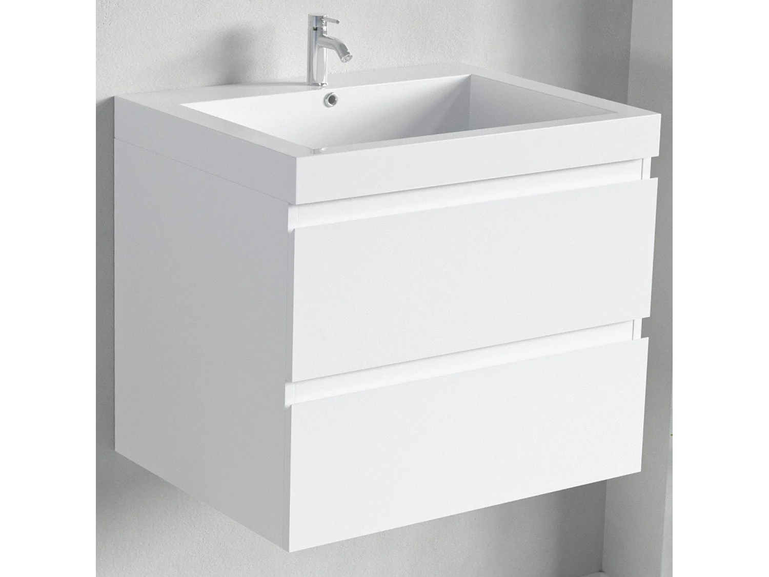Ensemble meuble vasque 60 cm avec colonne - LOMAZOO Avalon - blanc brillant
