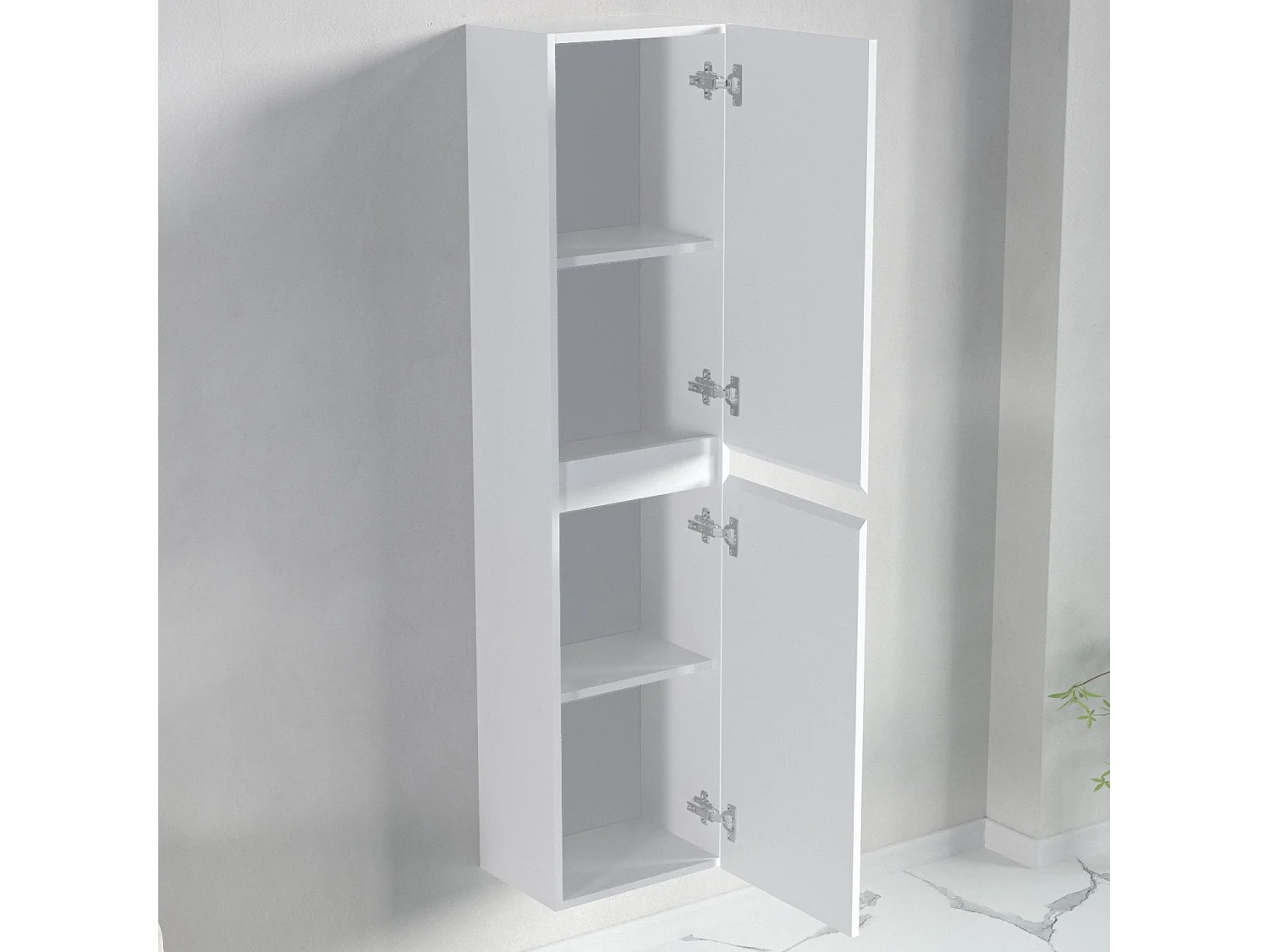 Ensemble meuble vasque 60 cm avec colonne - LOMAZOO Avalon - blanc brillant