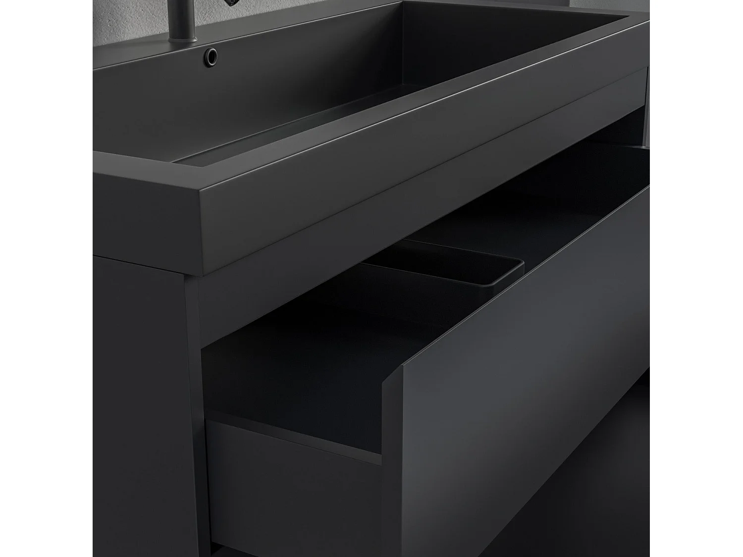 Ensemble meuble vasque 100 cm avec colonne - LOMAZOO Avalon - lavabo noir - noir mat