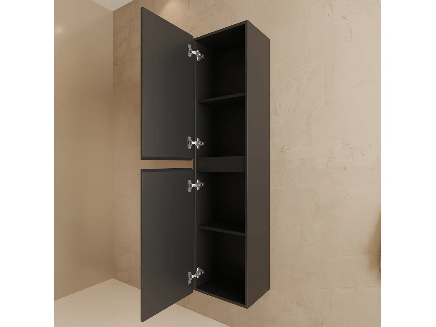 Ensemble Meuble Vasque 100 Cm Avec Colonne - Noir Mat - Lavabo Blanc - LOMAZOO Verona