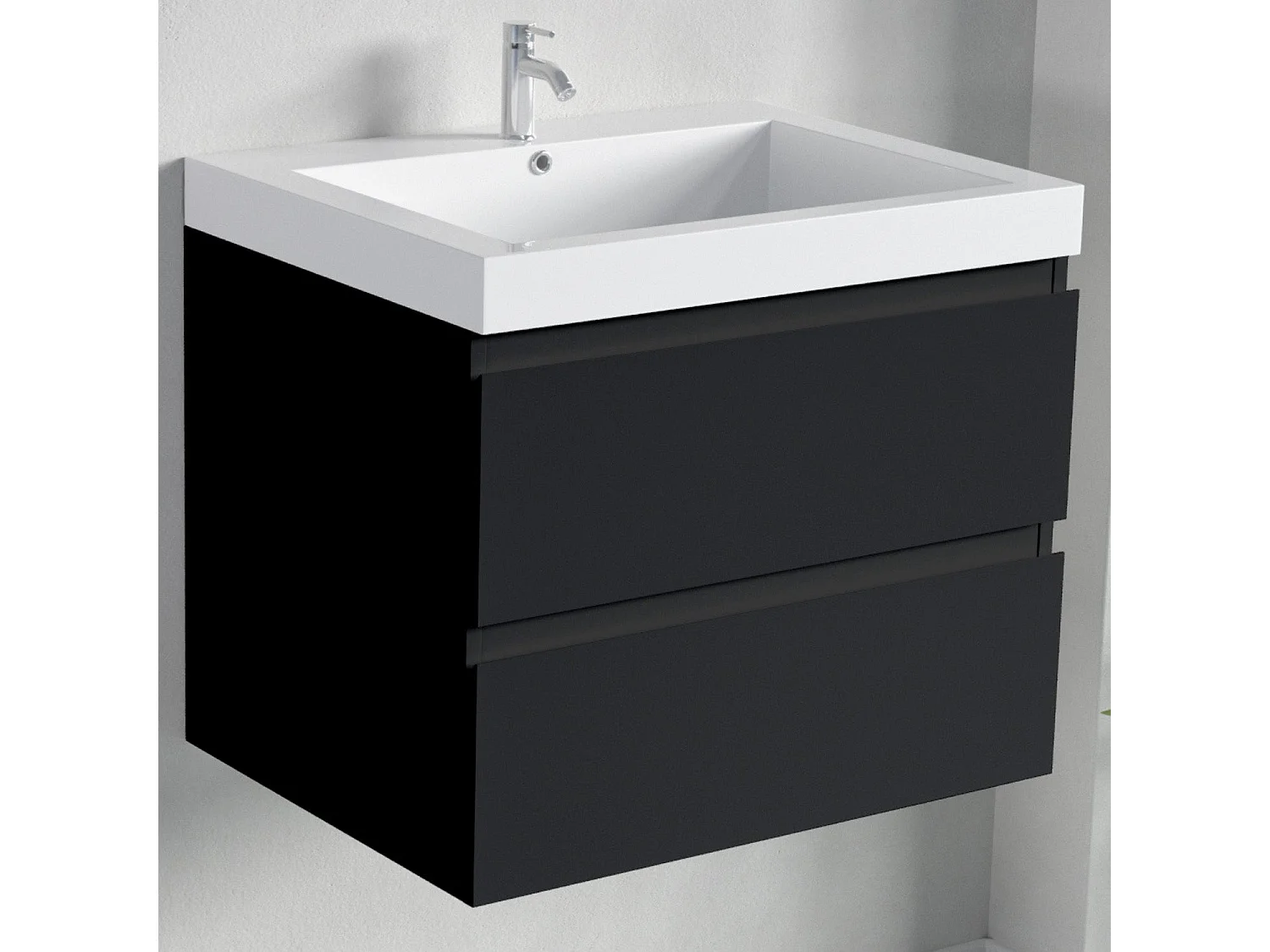 Ensemble meuble vasque 60 cm avec colonne - LOMAZOO Avalon - noir mat