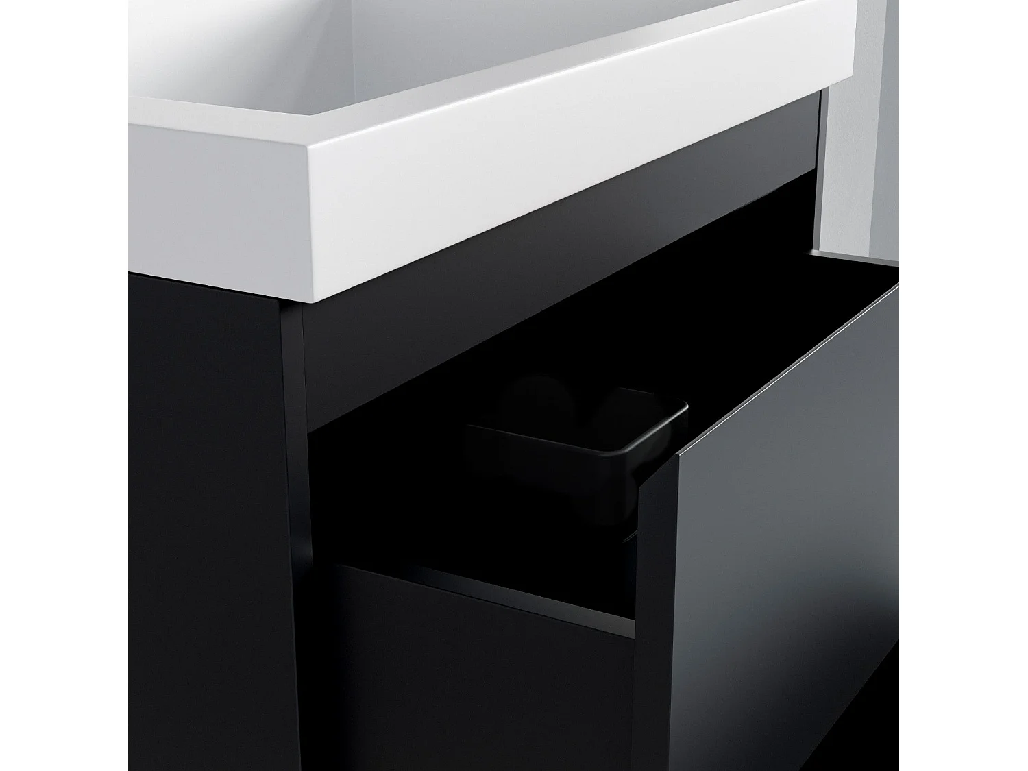 Ensemble meuble vasque 60 cm avec colonne - LOMAZOO Avalon - noir mat