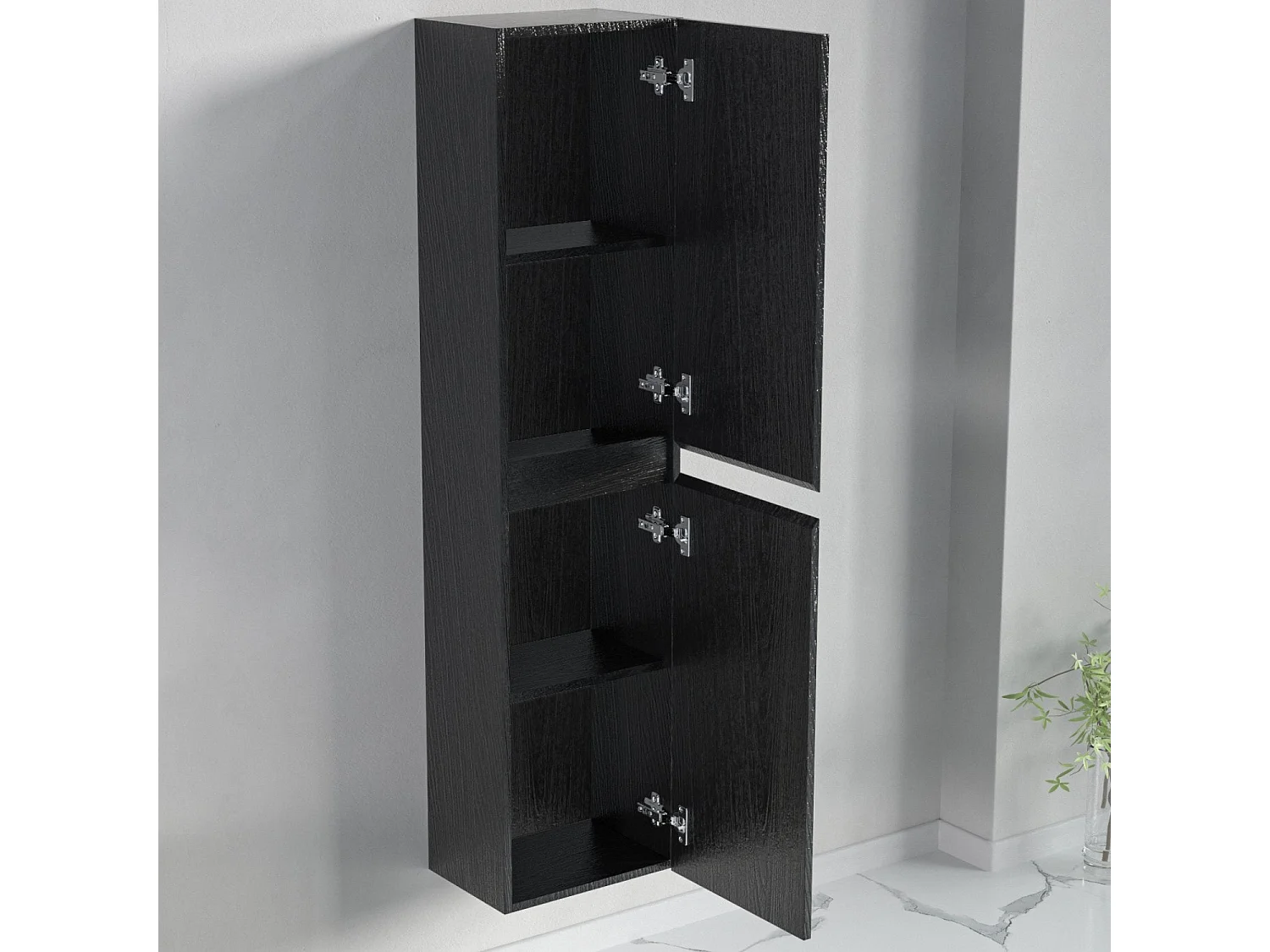 Ensemble meuble vasque 60 cm avec colonne - LOMAZOO Avalon - chêne noir