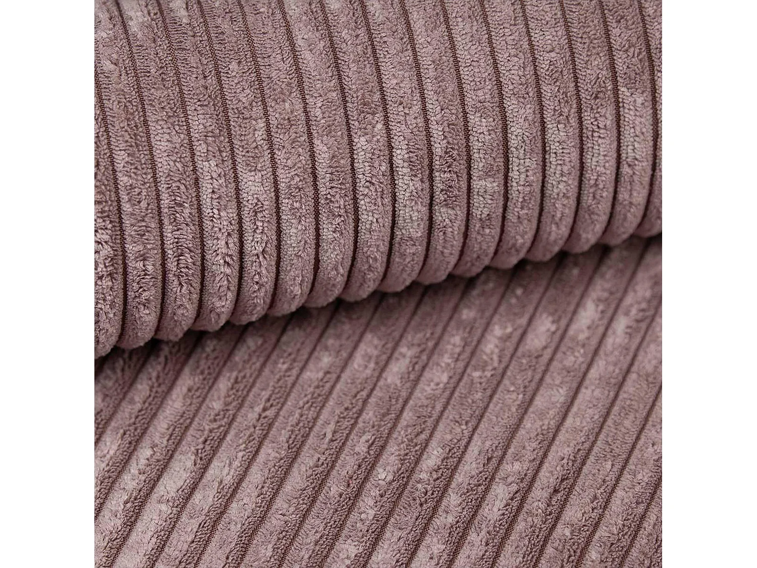 AX LIVING Konak Canapé d’angle convertible droit en velours côtelé rose, 276 cm, coffre de rangement et têtières