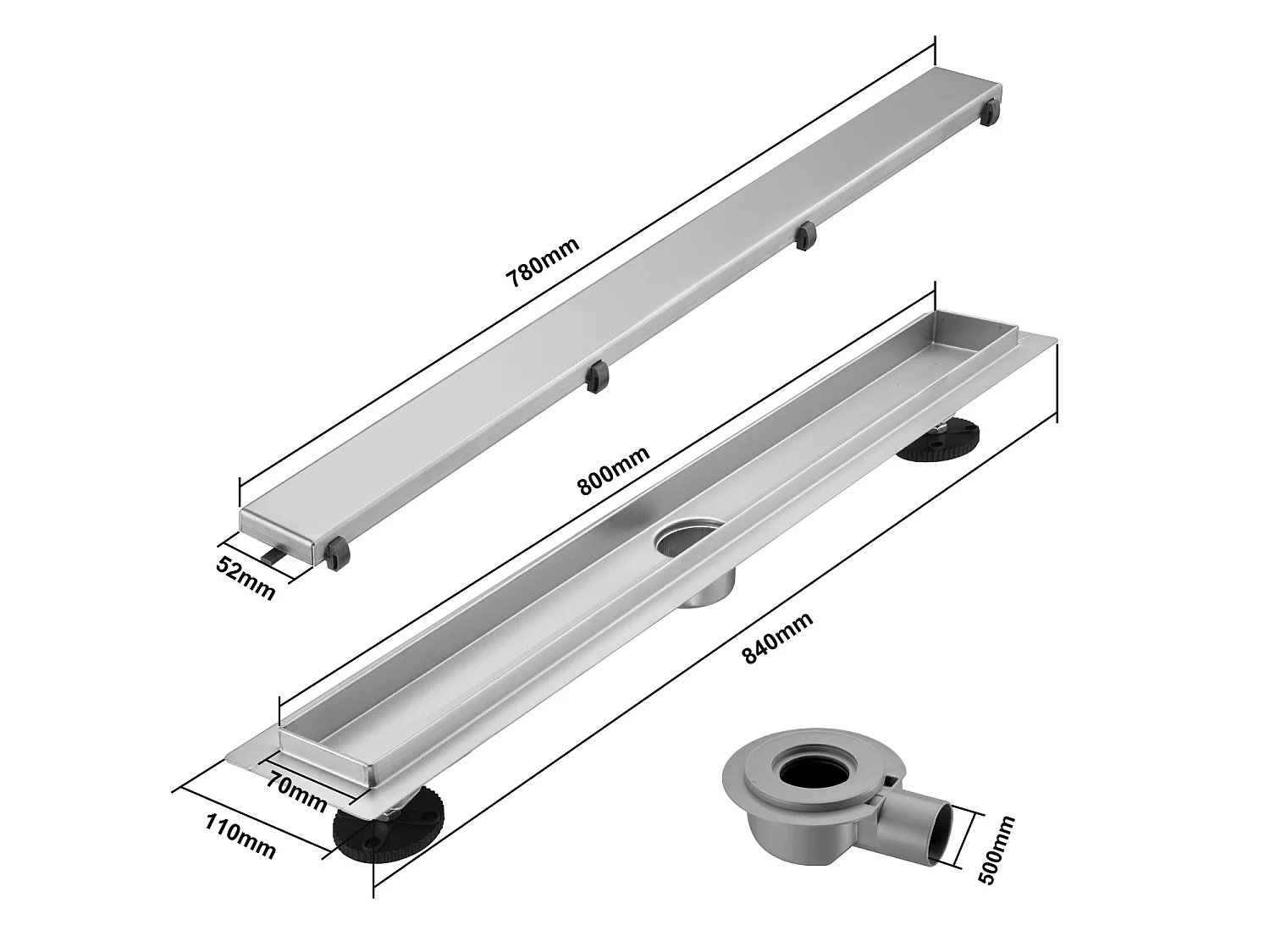 Caniveau De Douche Lomazoo Nilo - 80 Cm - Acier Inox Brossé