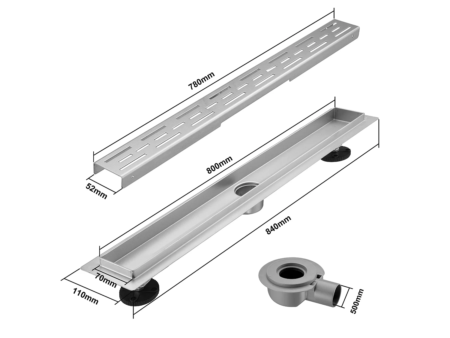Caniveau De Douche Lomazoo Nilo - 80 Cm - Acier Inox Brossé