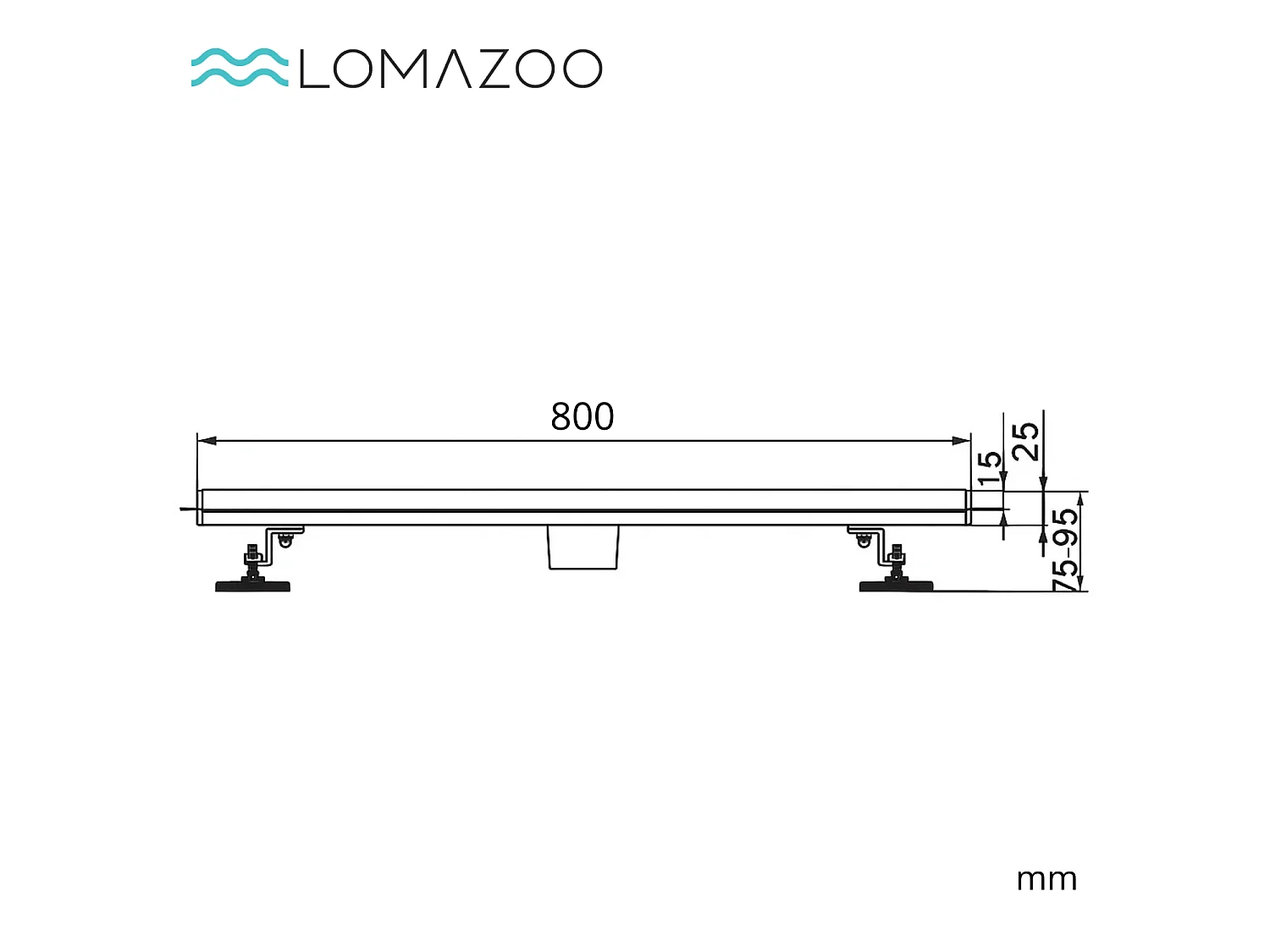 Caniveau De Douche Lomazoo Nilo - 80 Cm - Acier Inox Brossé