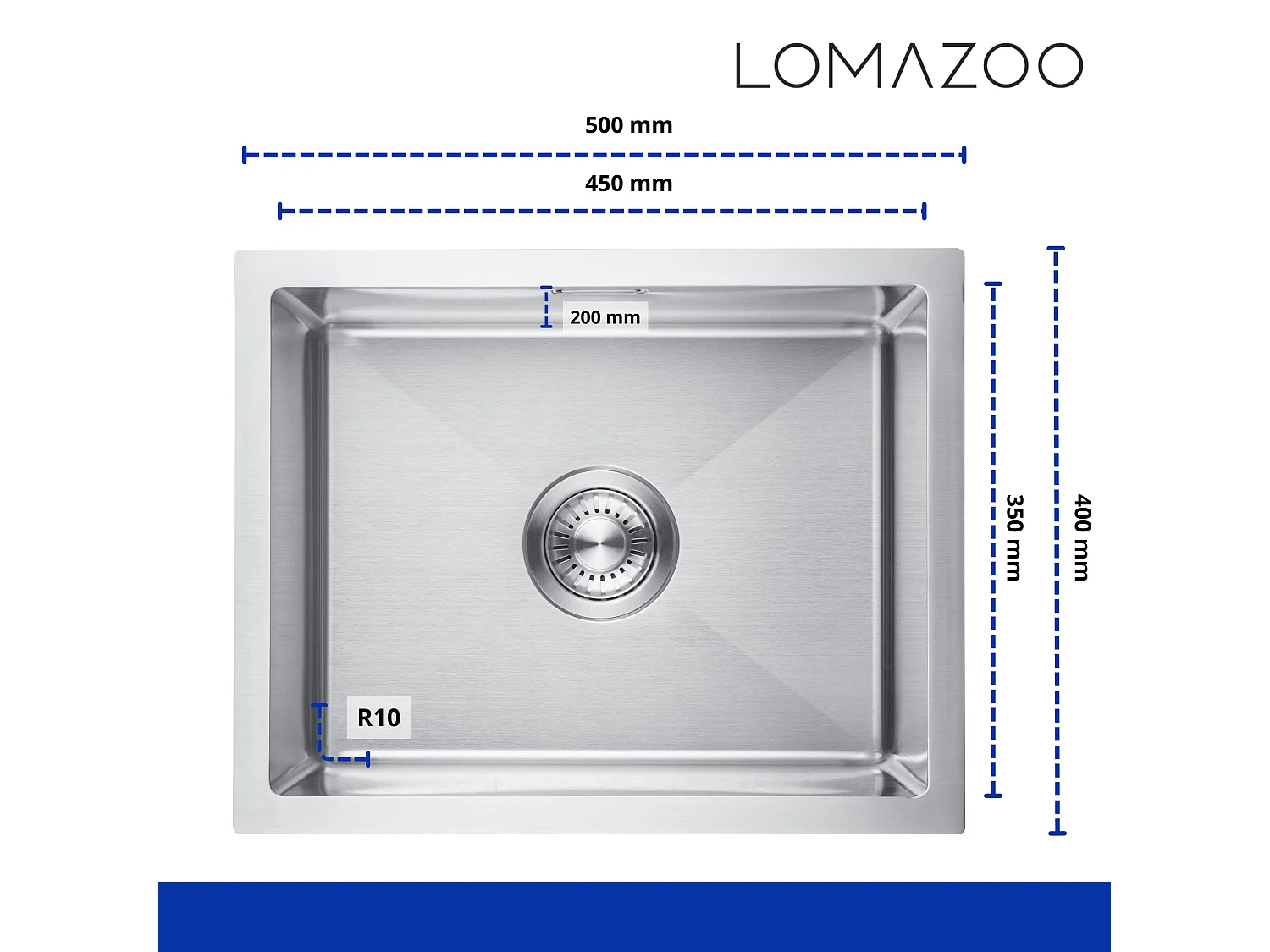 Evier cuisine 1 bac Inox LOMAZOO Orion 50 cm