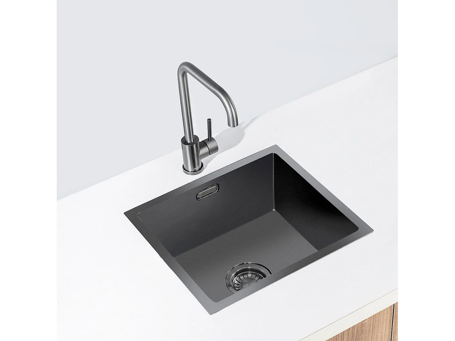 Evier cuisine Inox LOMAZOO Onyx 50 cm Anthracite