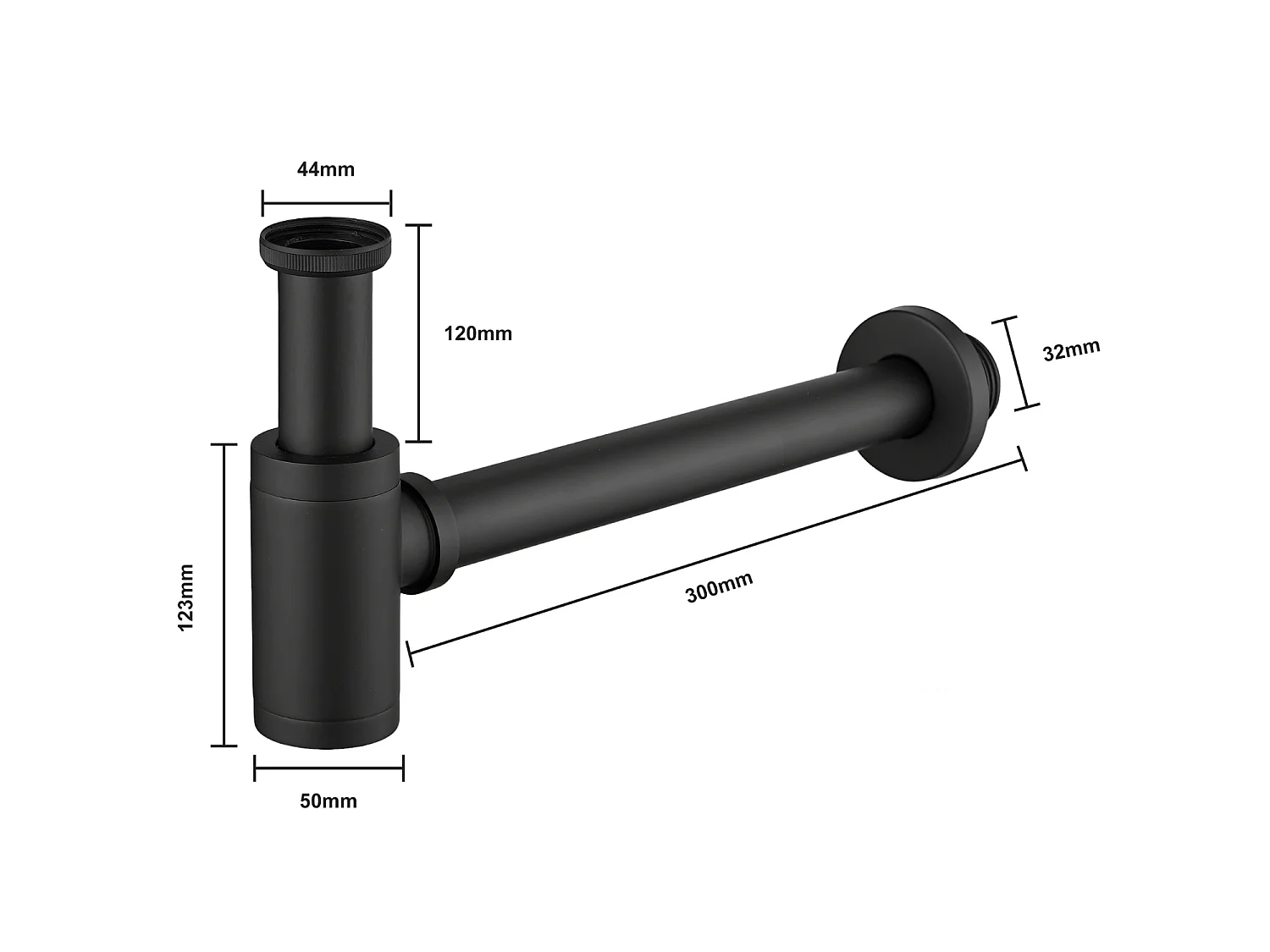 LOMAZOO Siphon de vidange 44 mm - Noir