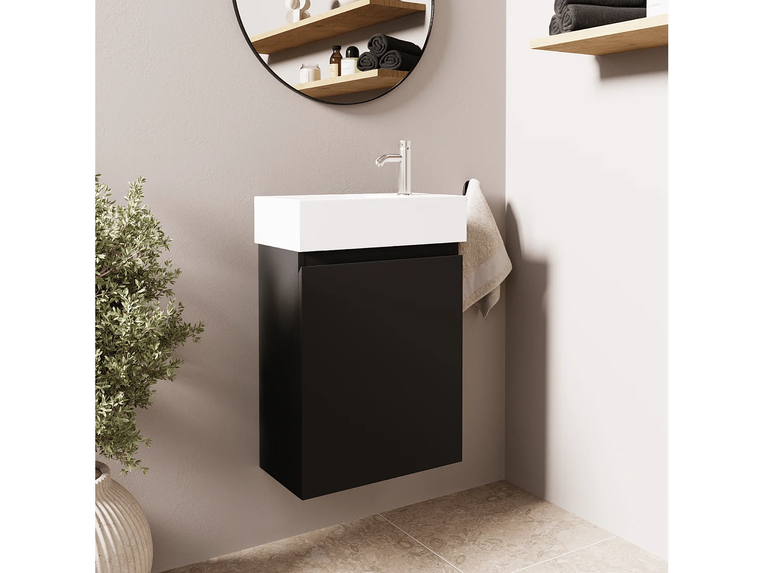 Meuble lave-mains noir mat LOMAZOO Malibu - 40cm