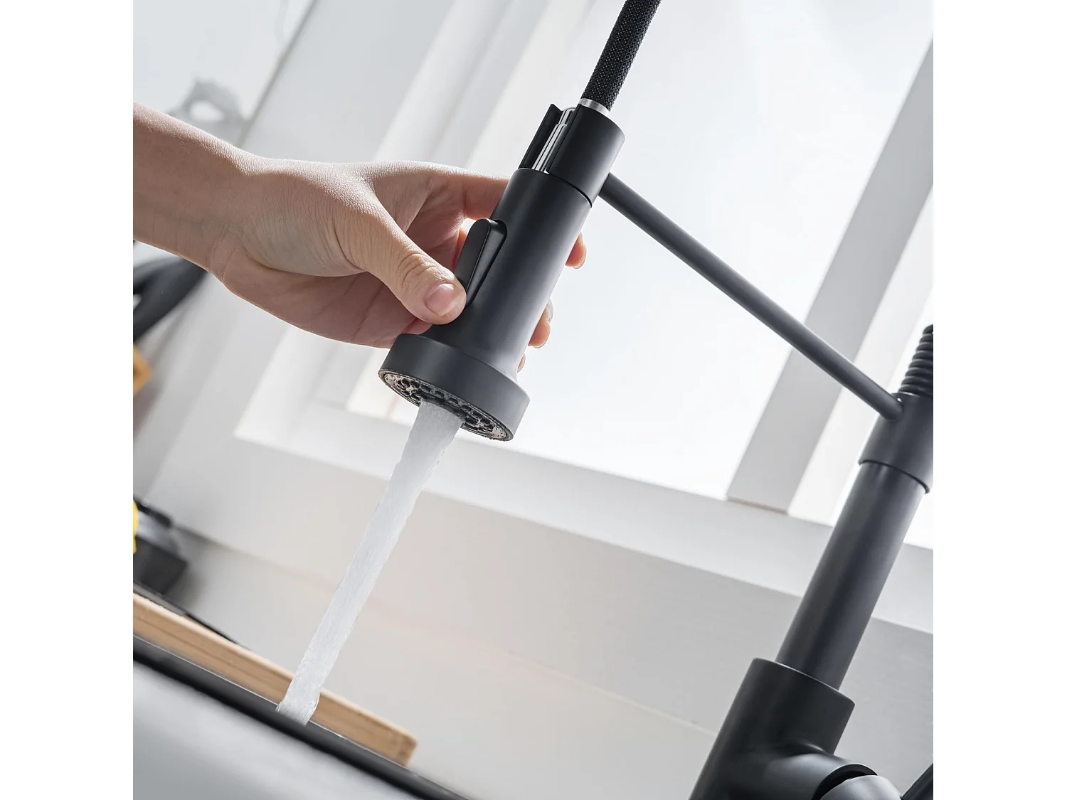 Mitigeur Cuisine avec avec Douchette Noir LOMAZOO Sapphire