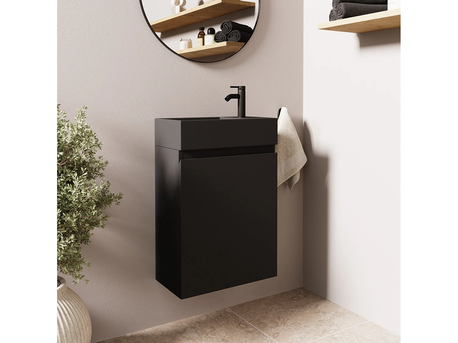 Meuble lave-mains noir mat LOMAZOO Malibu - 40cm
