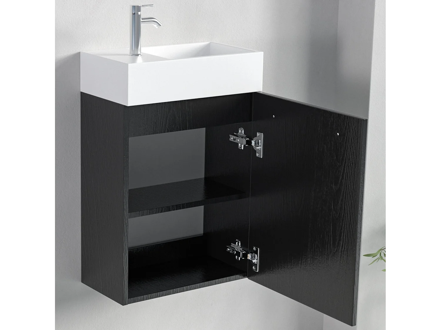 Meuble lave-mains chêne noir LOMAZOO Bombay - 40cm