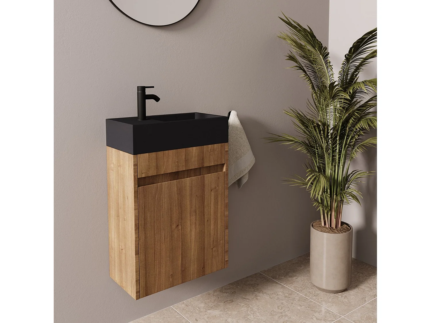 Meuble lave-mains chêne chaud LOMAZOO Ibiza - 40cm