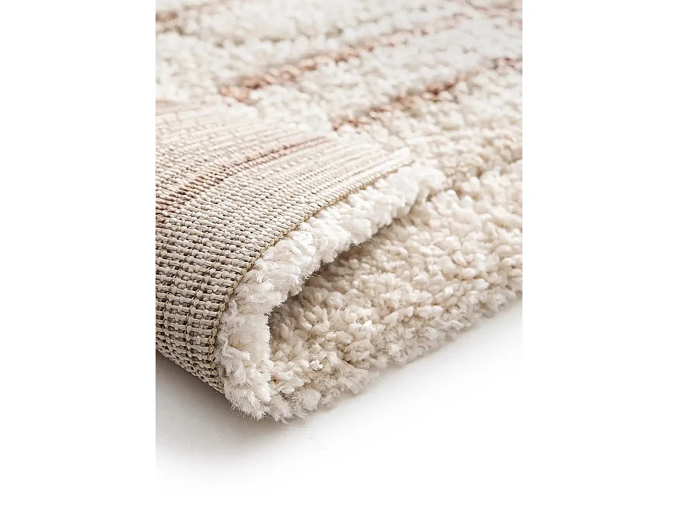 Tapis enfant - shaggy scandinave - crème / rose - 80x150 cm - EMBER