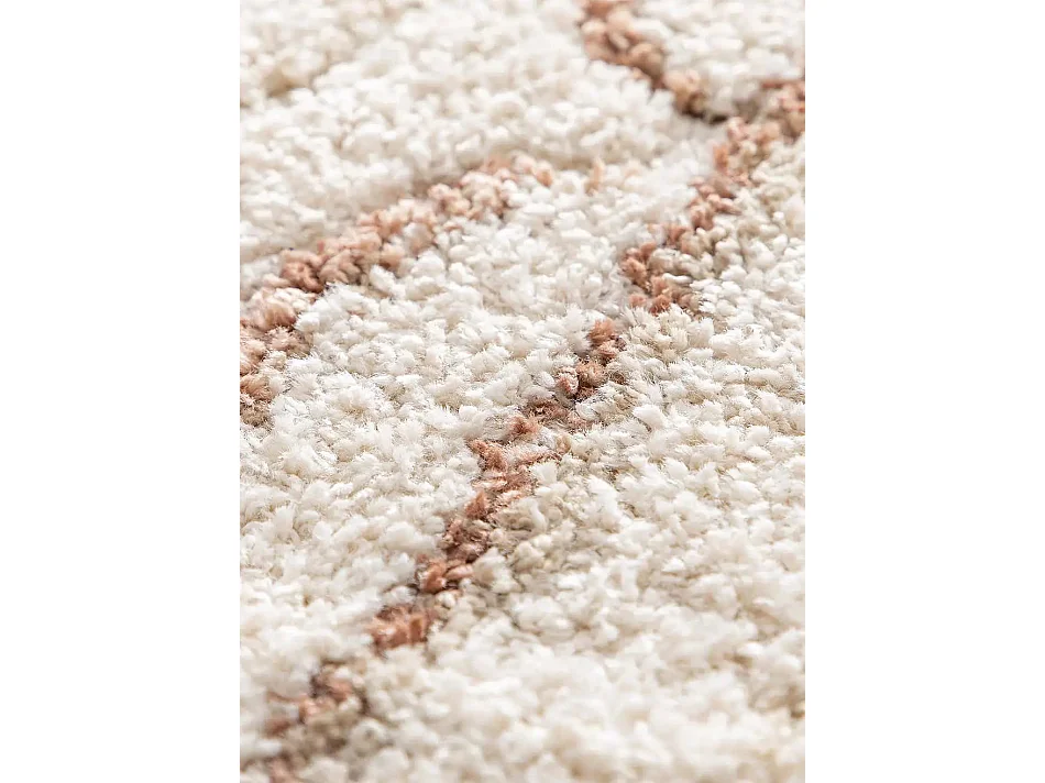 Tapis enfant - shaggy scandinave - crème / rose - 80x150 cm - EMBER