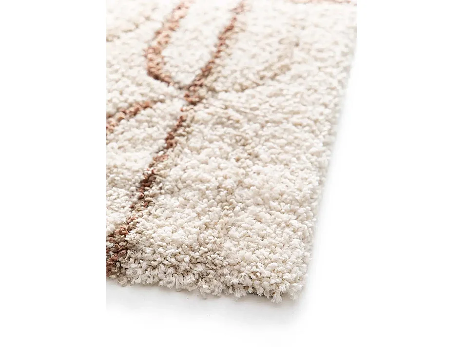 Tapis enfant - shaggy scandinave - crème / rose - 80x150 cm - EMBER
