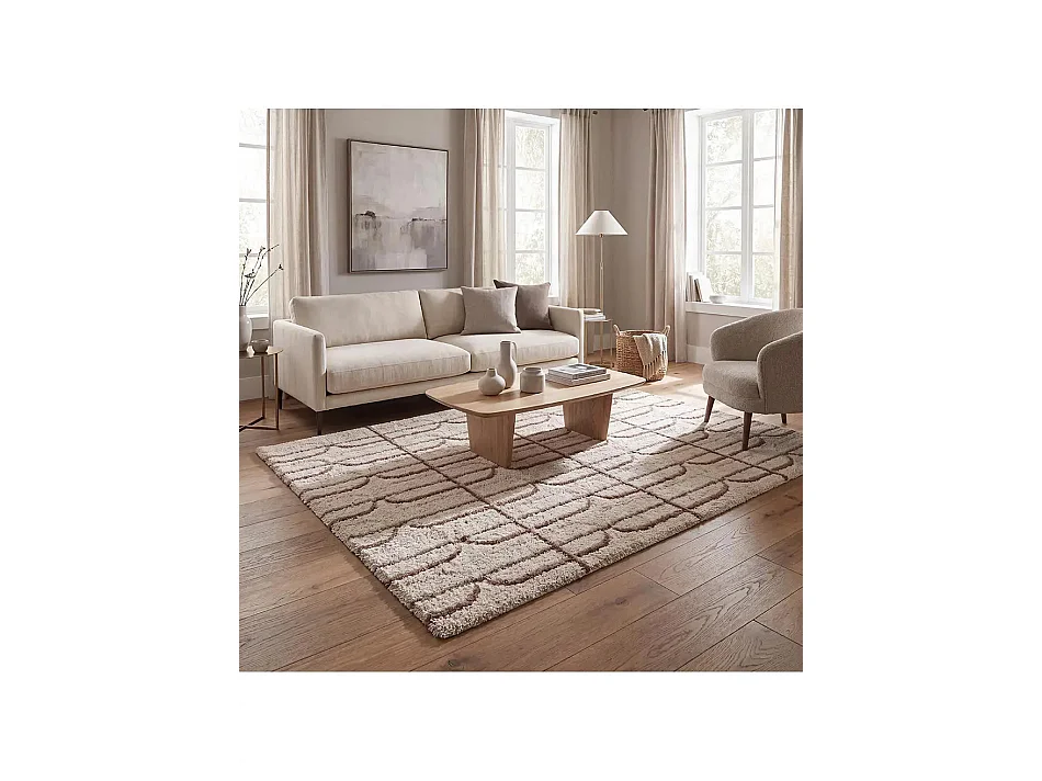 Tapis enfant - shaggy scandinave - crème / rose - 80x150 cm - EMBER