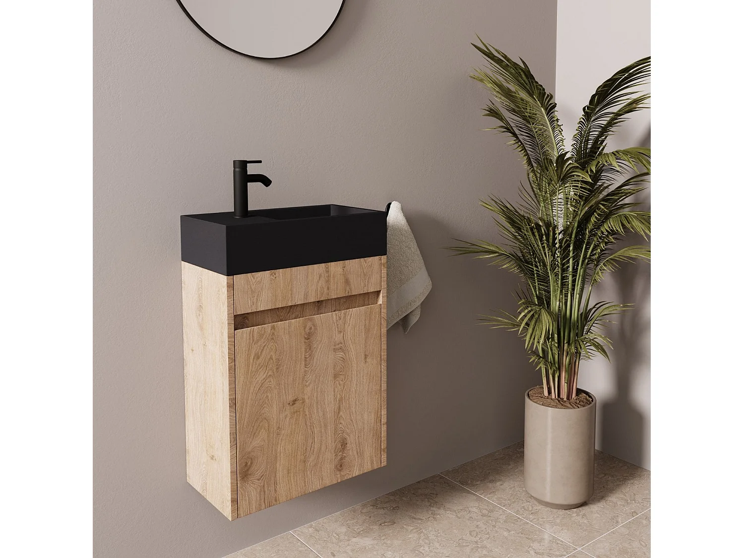 Meuble lave-mains chêne clair LOMAZOO Ibiza - 40cm