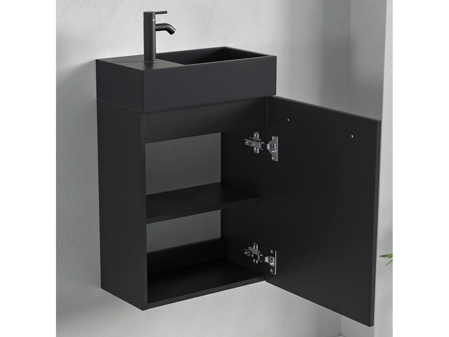 Meuble lave-mains noir mat - lavabo noir LOMAZOO Bombay - 40cm