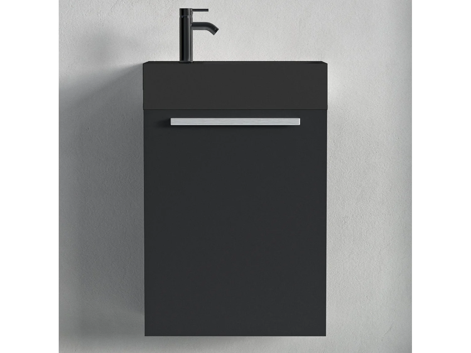 Meuble lave-mains noir mat - lavabo noir LOMAZOO Bombay - 40cm