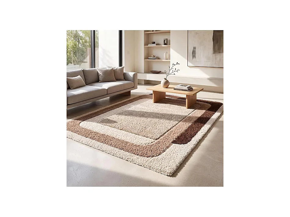 Tapis enfant - shaggy scandinave - beige / rose - 120x170 cm - EMBER