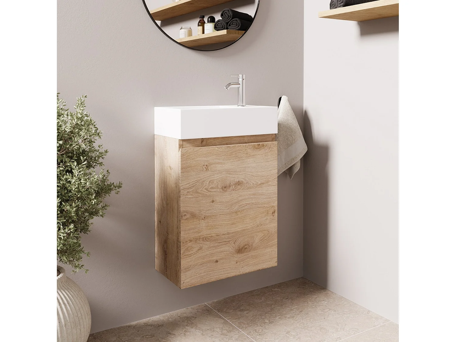 Meuble lave-mains chêne clair LOMAZOO Malibu - 40cm