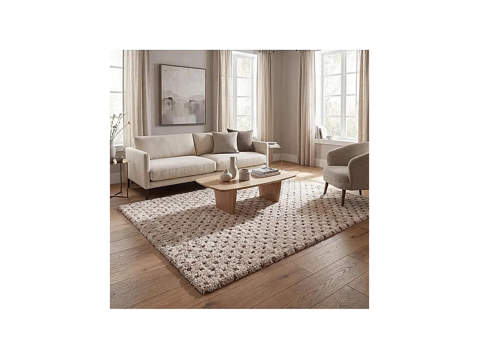 Tapis enfant - shaggy scandinave - beige / crème - 80x150 cm - EMBER
