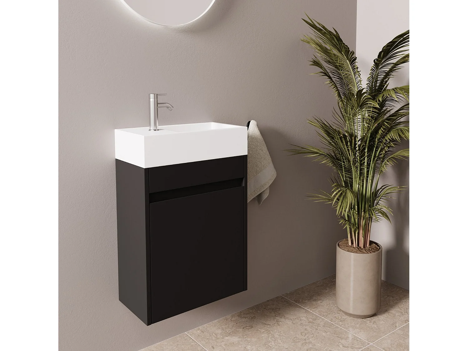 Meuble lave-mains noir mat LOMAZOO Ibiza - 40cm