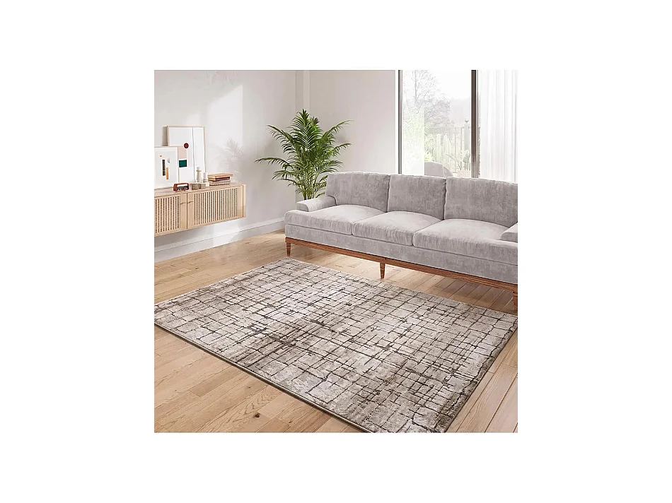 Tapis intérieur - géométrique - crème / marron - 160x235 cm - CERES