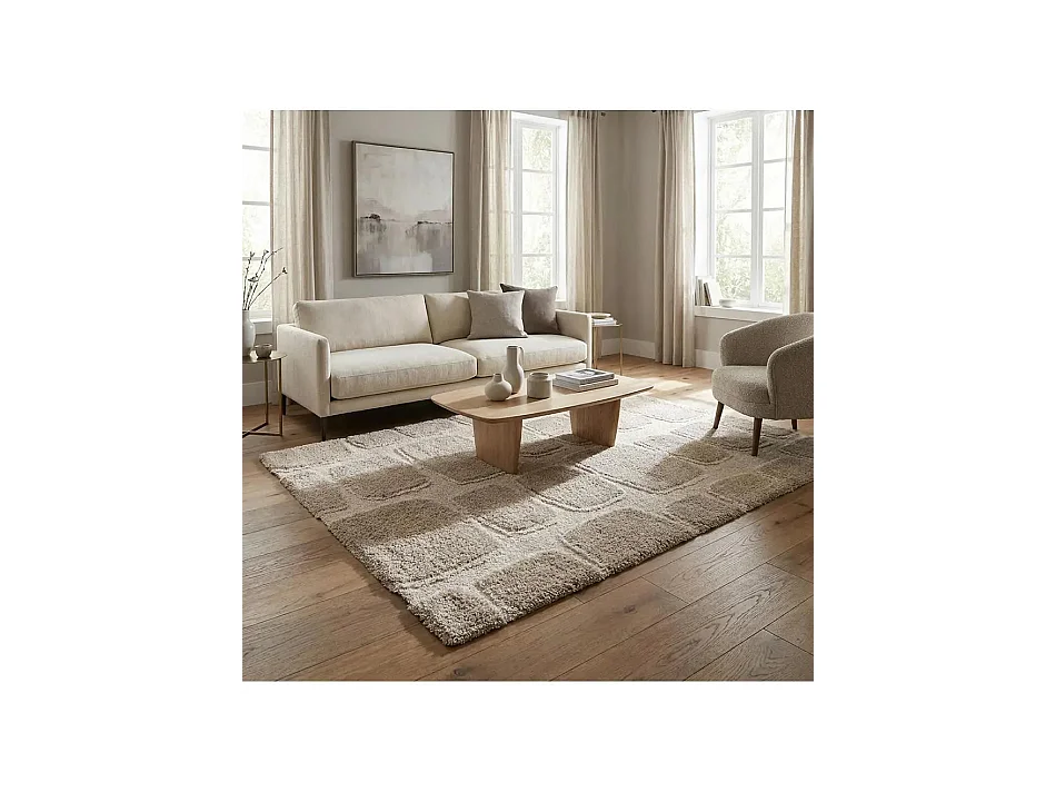 Tapis enfant - shaggy scandinave - crème / beige - 120x170 cm - EMBER