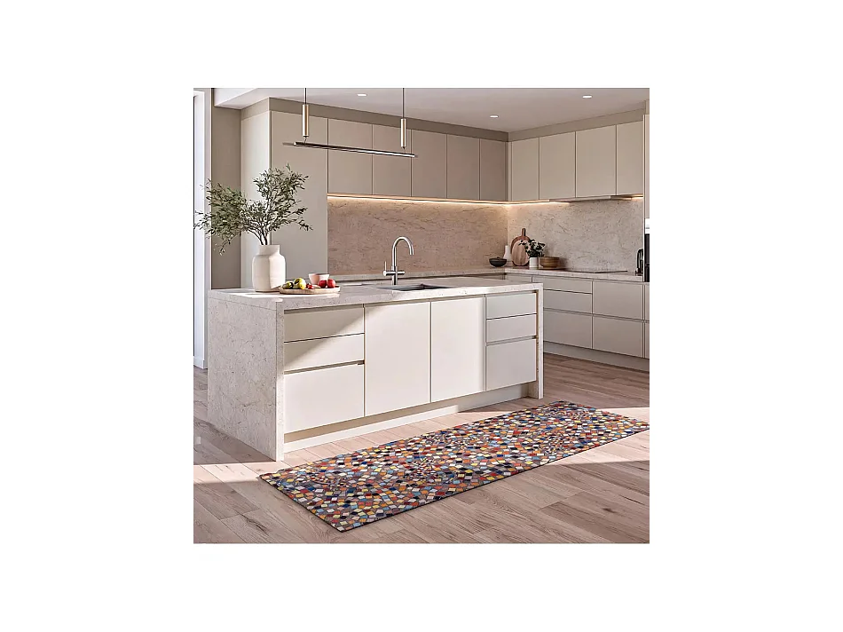 Tapis de cuisine - dessins de mosaïques - multicolore - 52x200 cm - RICCI