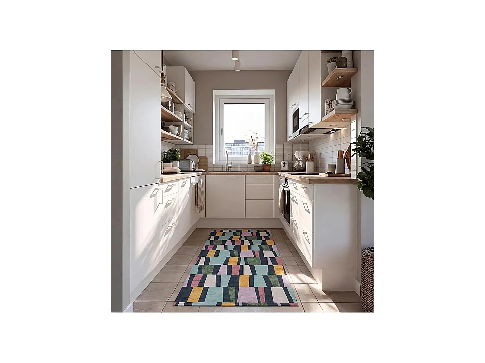 Tapis de cuisine - motifs géométriques - multicolore - 52x200 cm - RICCI
