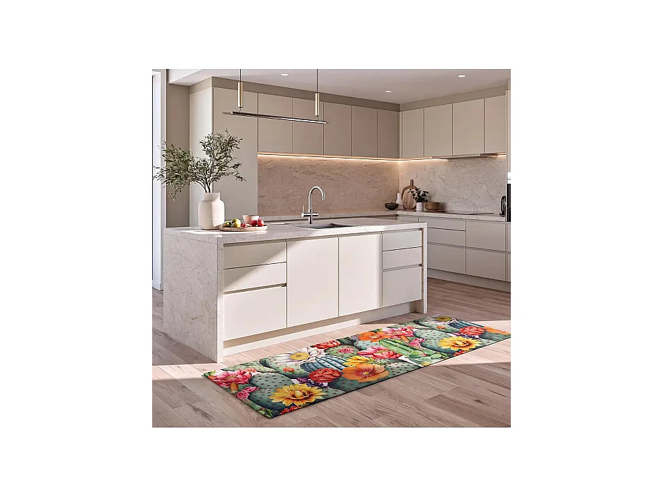 Tapis de cuisine - dessins de fleurs - multicolore - 52x100 cm - RICCI