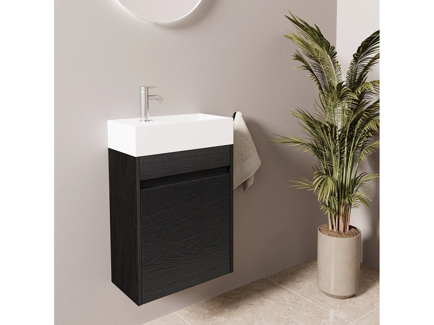 Meuble lave-mains chêne noir LOMAZOO Ibiza - 40cm