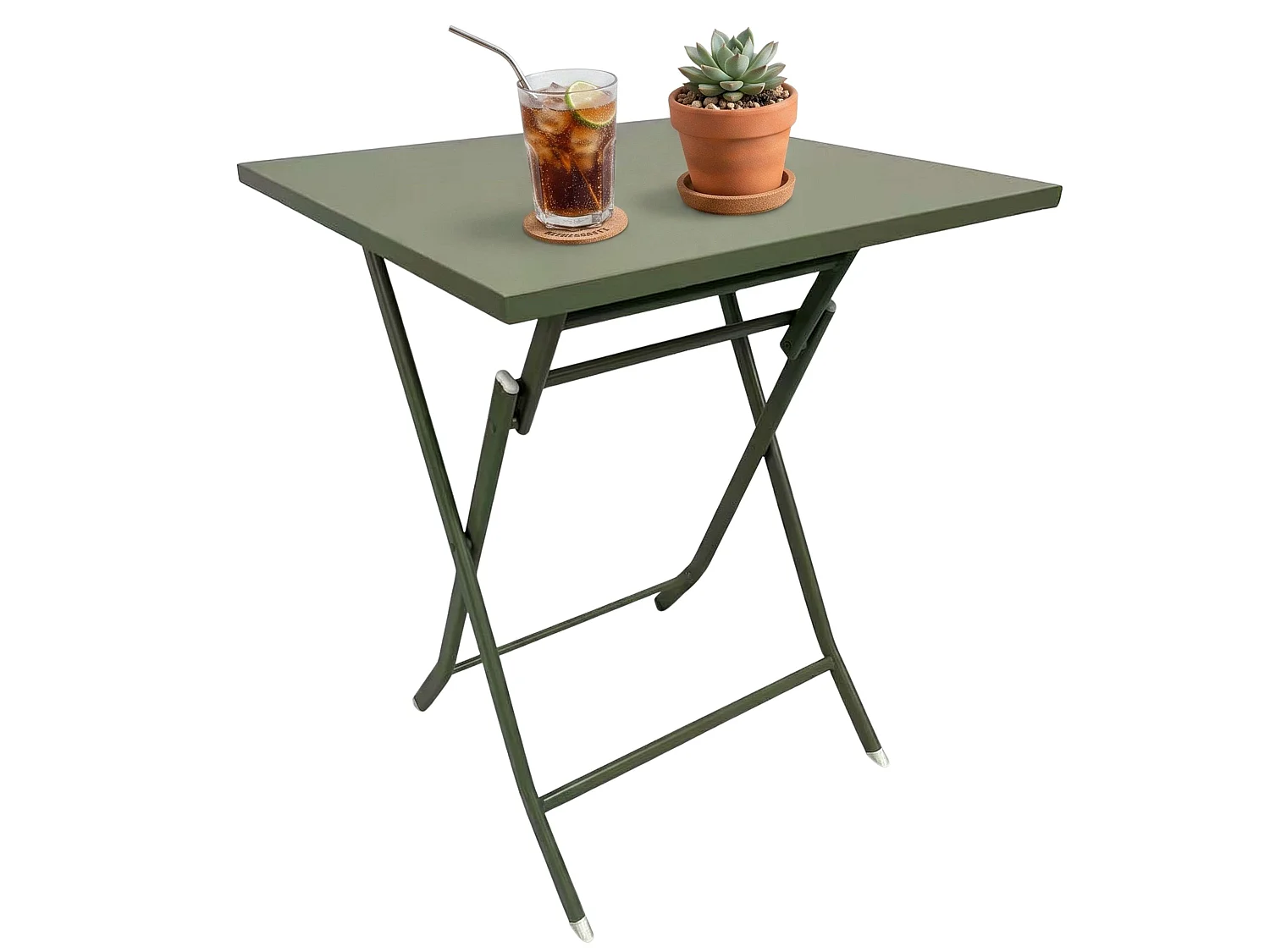 Pack jardín Greensboro Verde Oliva mesa y 2 sillas