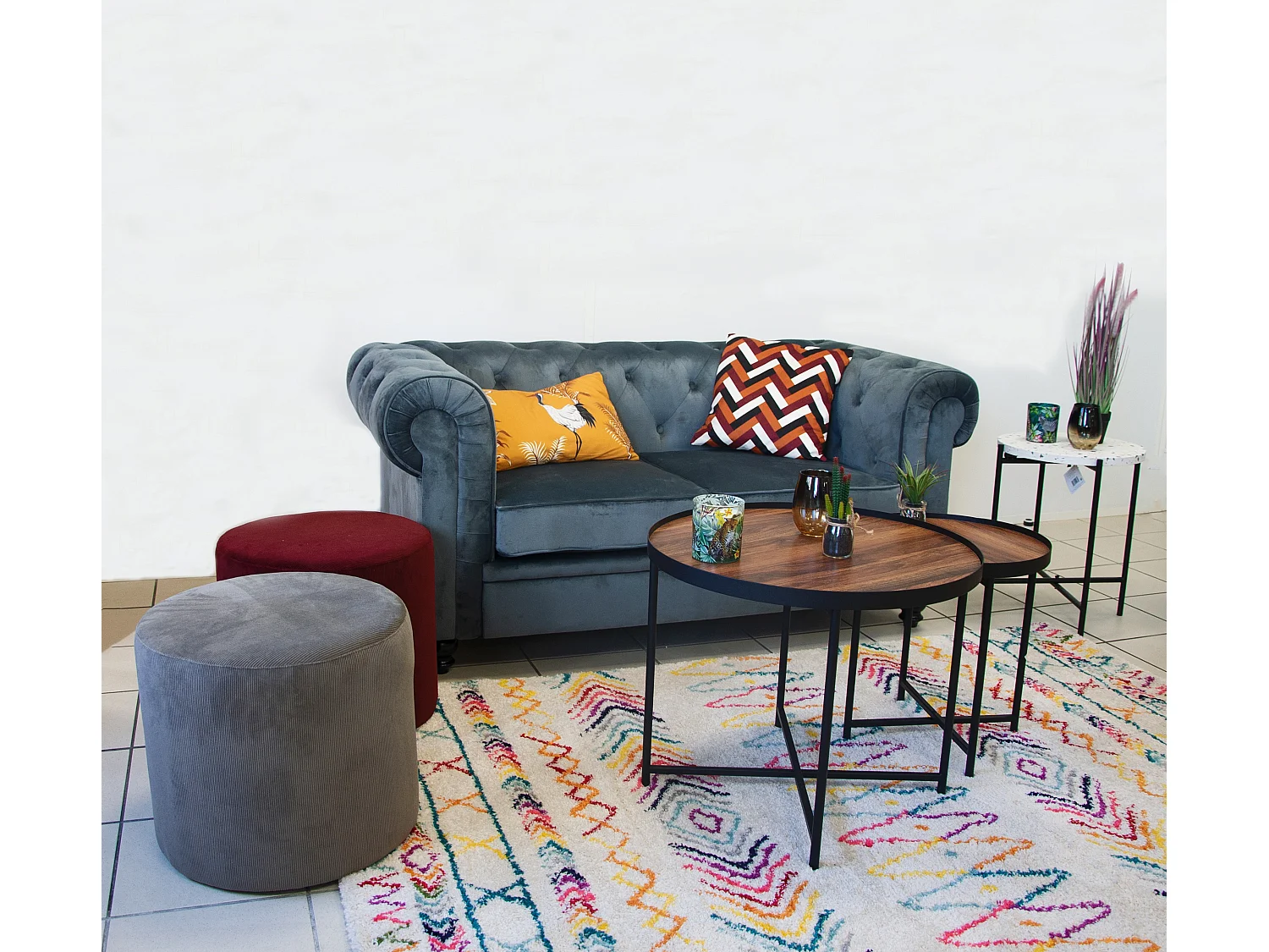 Tapis Salon D'intérieur Poils Longs Doux Bohème Aztèque Blanc Multicolore 150x200 Cm