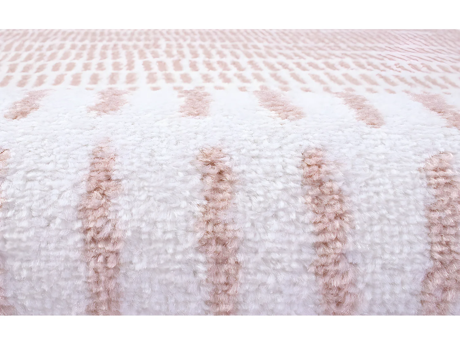 Tapis Salon Shaggy À Motifs Géométrique Rose Et Blanc 100x150 Cm