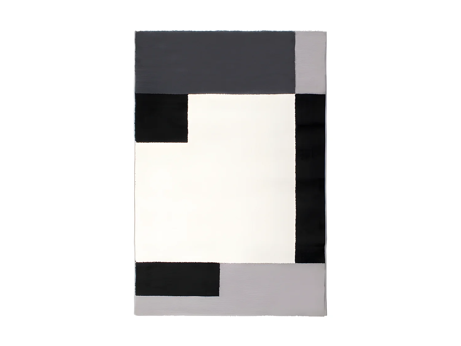Tapis Salon Motifs Graphique Géométrique Poils Doux Noir Blanc 100x150 Cm