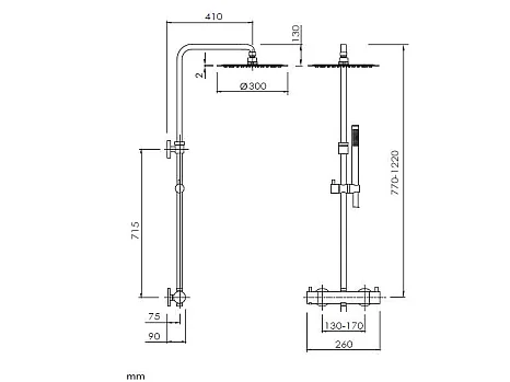 Columna de ducha termostática LOOP 6 colores