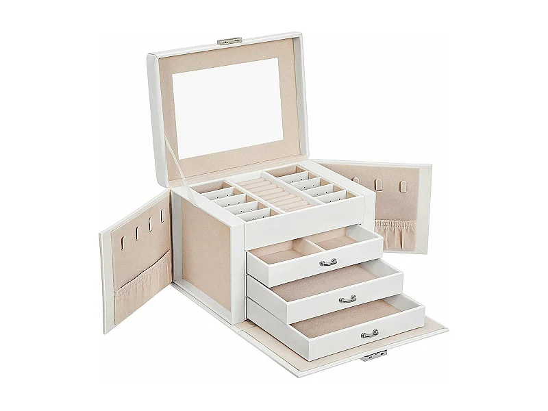 Coffre à bijoux à 4 niveaux avec organisateurs - H16,5 cm