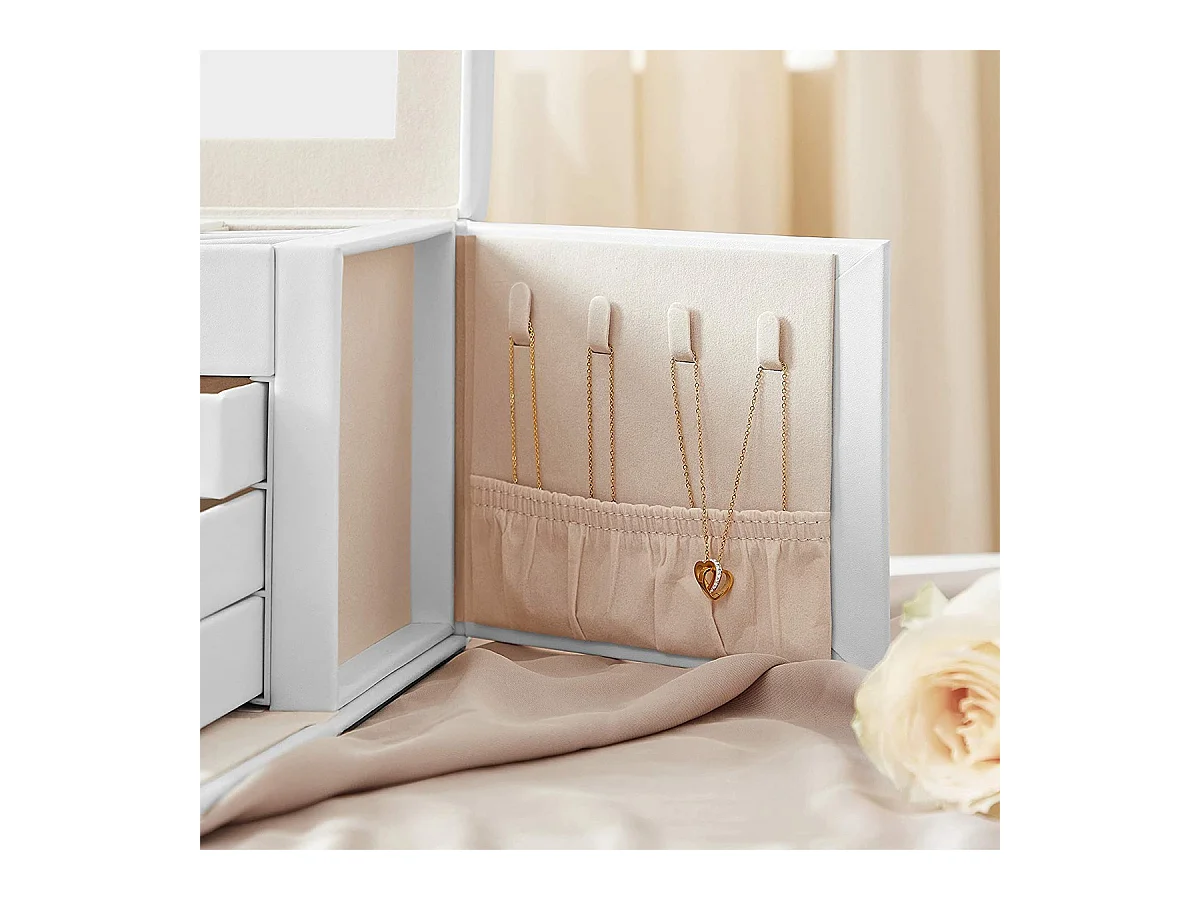 Coffre à bijoux à 4 niveaux avec organisateurs - H16,5 cm