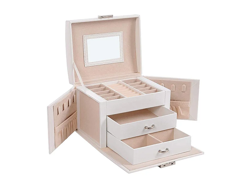 Coffret à bijoux avec 2 tiroirs et rangements - H12 cm