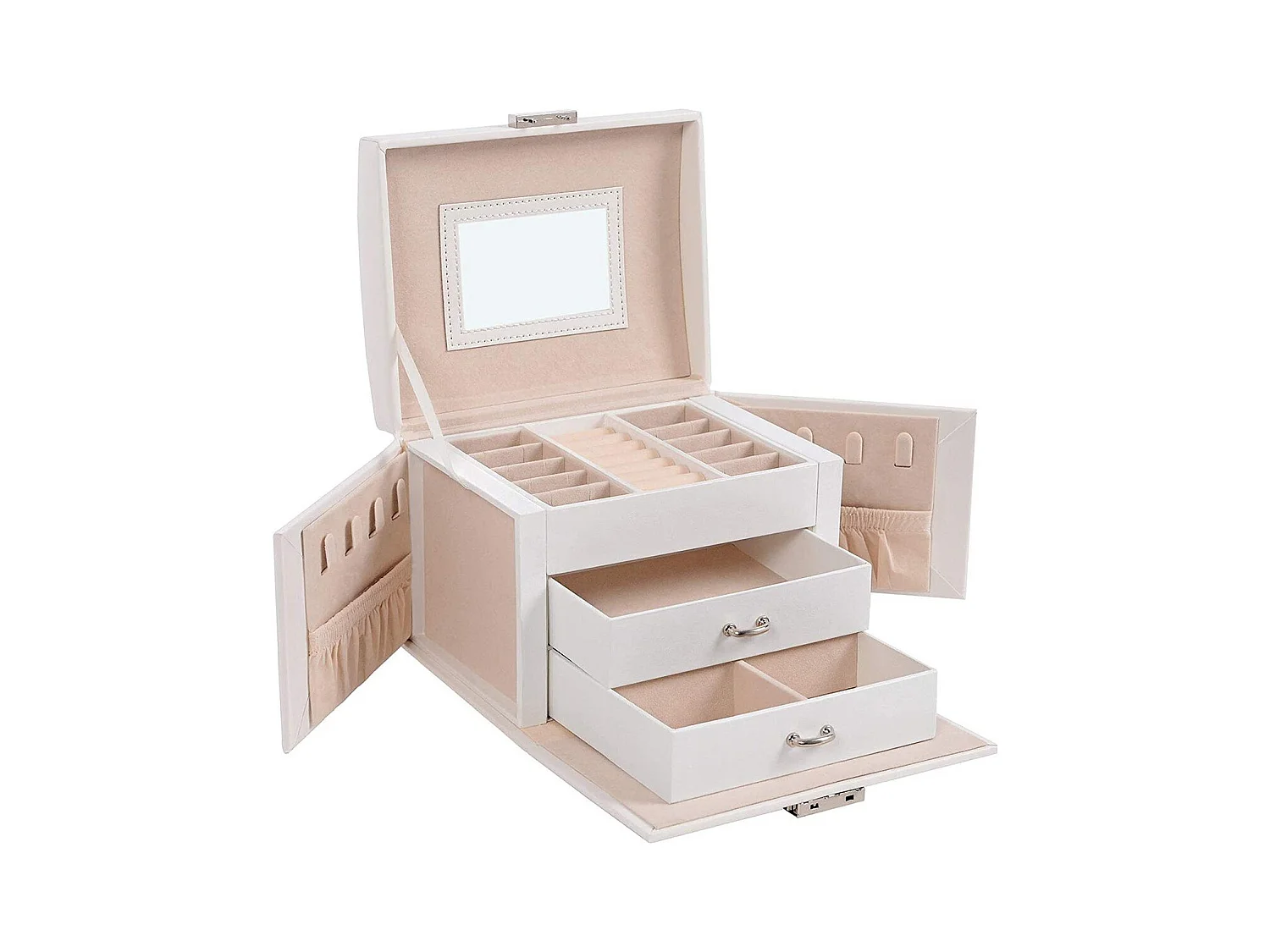 Coffret à bijoux avec 2 tiroirs et rangements - H12 cm