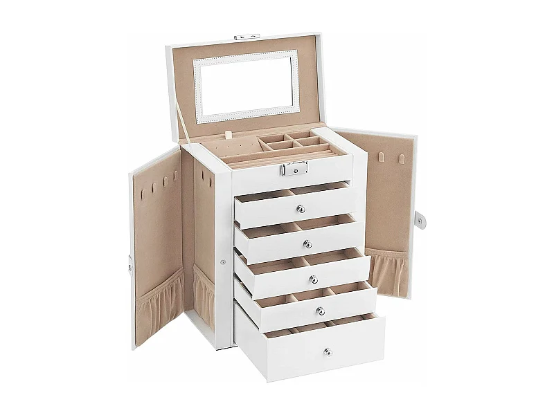 Coffre à bijoux avec 6 niveaux et ailes de rangement - H32 cm