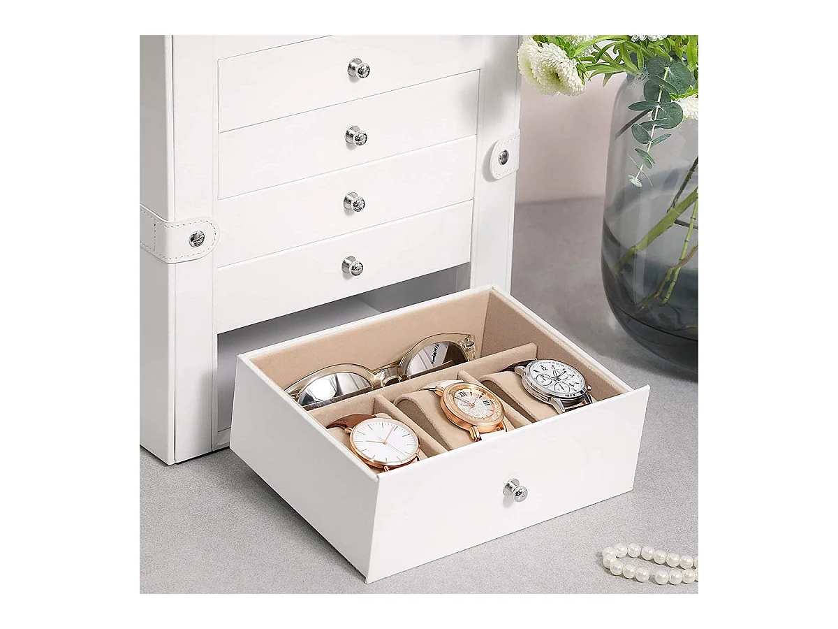 Coffre à bijoux avec 6 niveaux et ailes de rangement - H32 cm