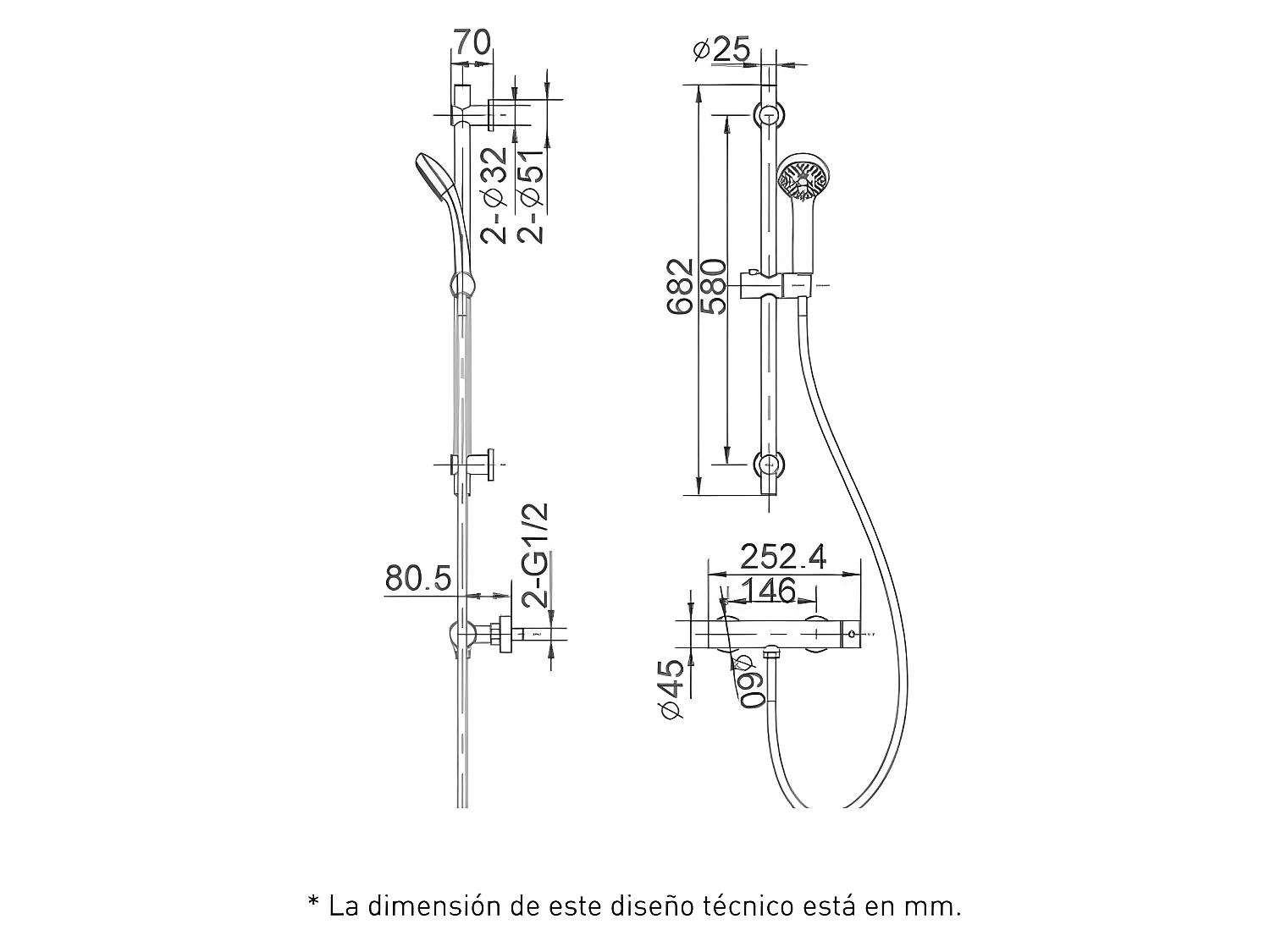 Thermostatische Duschsäule MELBA chrom Ø 25 cm